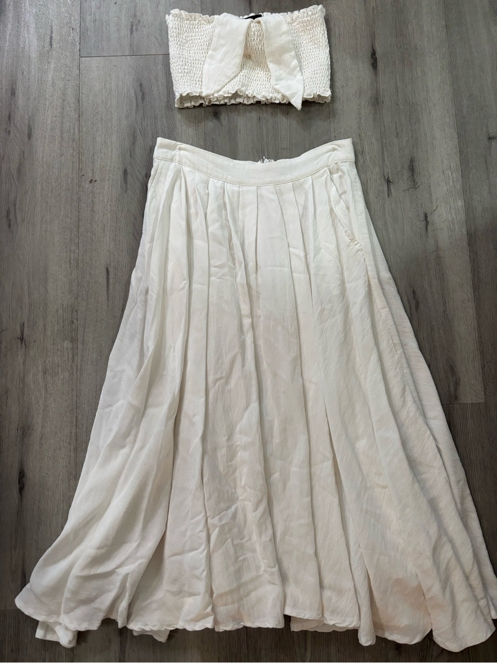 Lulu's Cream Maxi Skirt - Flowy Pleated Style